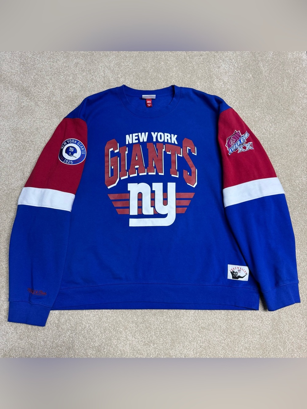 New York Giants Super Bowl 21 Sweatshirt Mens 3XL Blue Mitchell & Ness Vintage